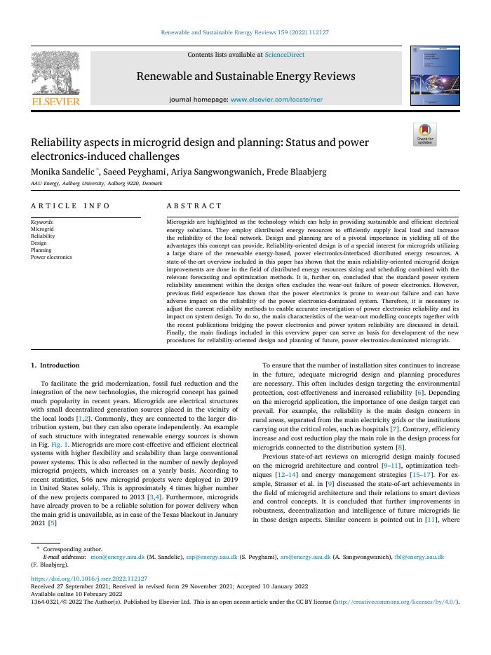 Reliability aspects in microgrid design and planning: Status and power electronics-induced challenges