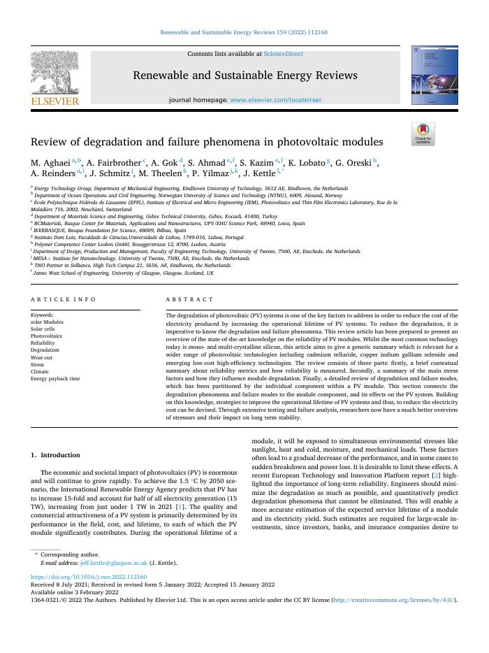Review of degradation and failure phenomena in photovoltaic modules