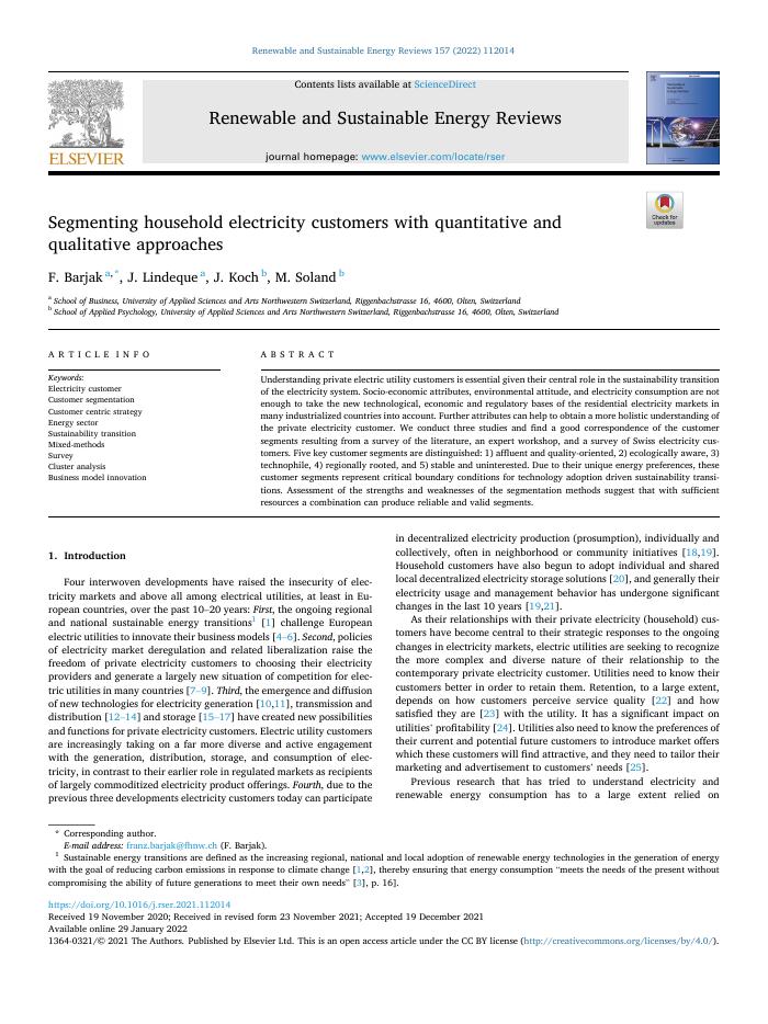 Segmenting household electricity customers with quantitative and qualitative approaches