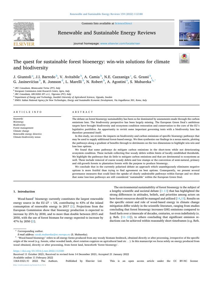 The quest for sustainable forest bioenergy: win-win solutions for climate and biodiversity