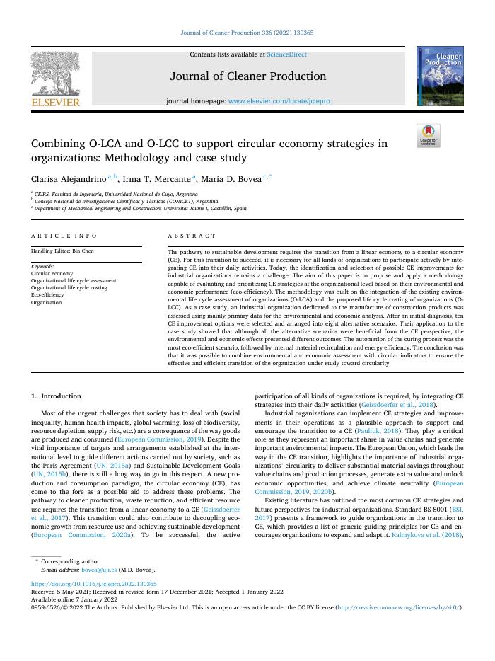 Combining O-LCA and O-LCC to support circular economy strategies in organizations: Methodology and case study