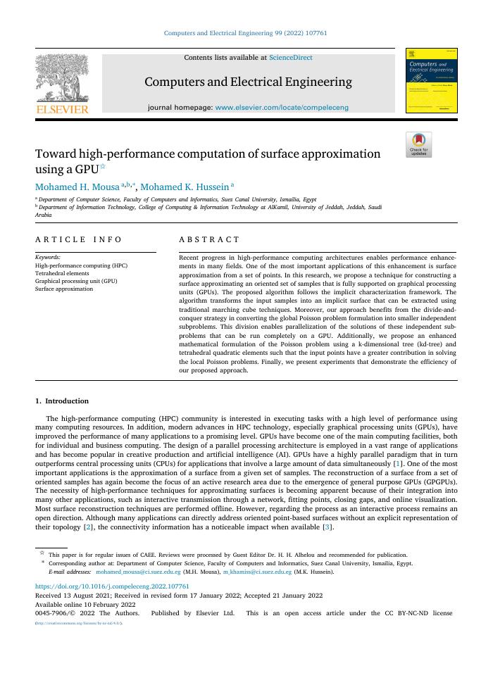 Toward high-performance computation of surface approximation using a GPU