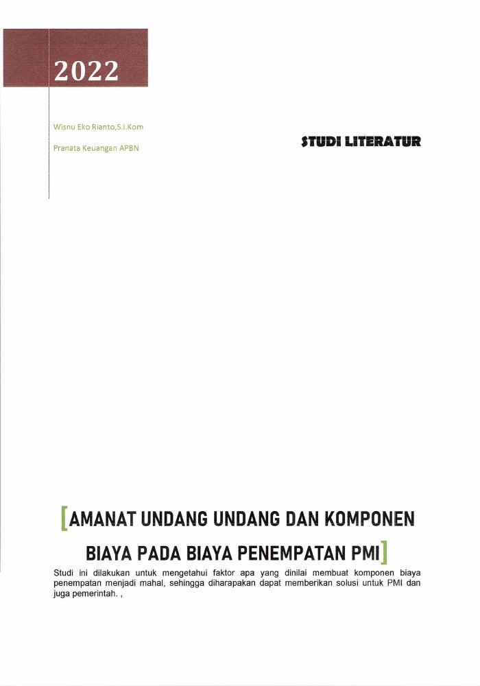 AMANAT UNDANG UNDANG DAN KOMPONEN BIAYA PADA BIAYA PENEMPATAN PMI