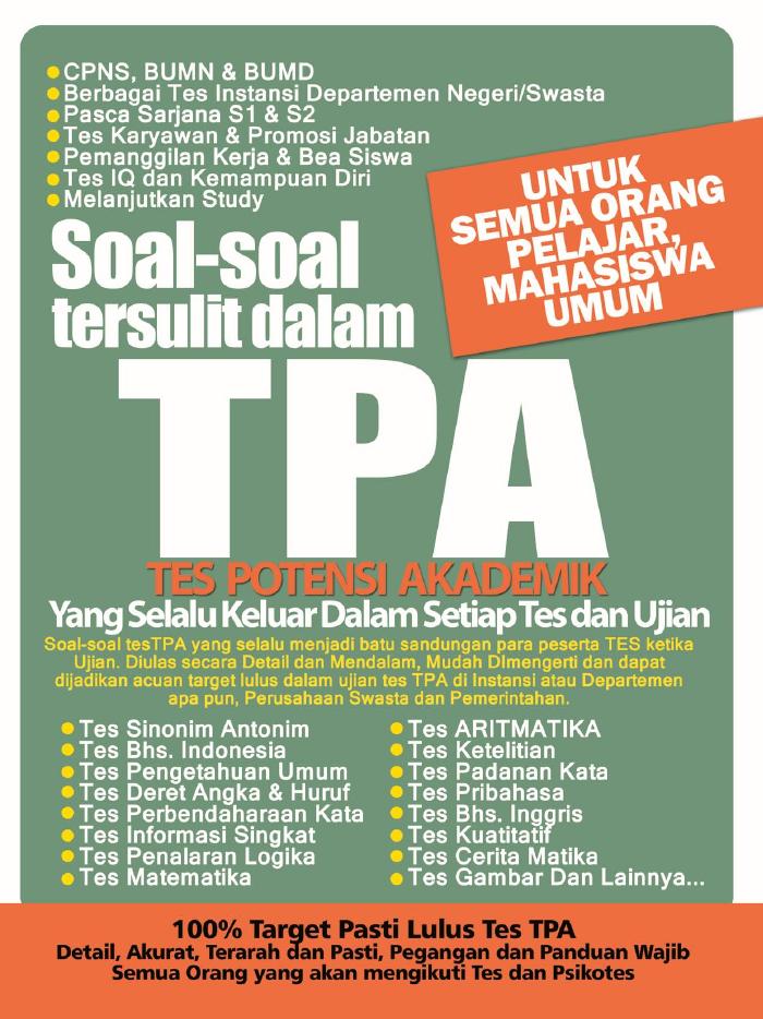 Soal-soal Tersulit Dalam TPA (Tes Potensi Akademik)