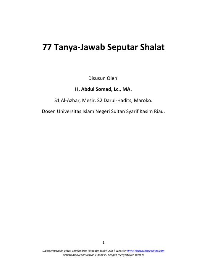 77 Tanya-Jawab Seputar Shalat