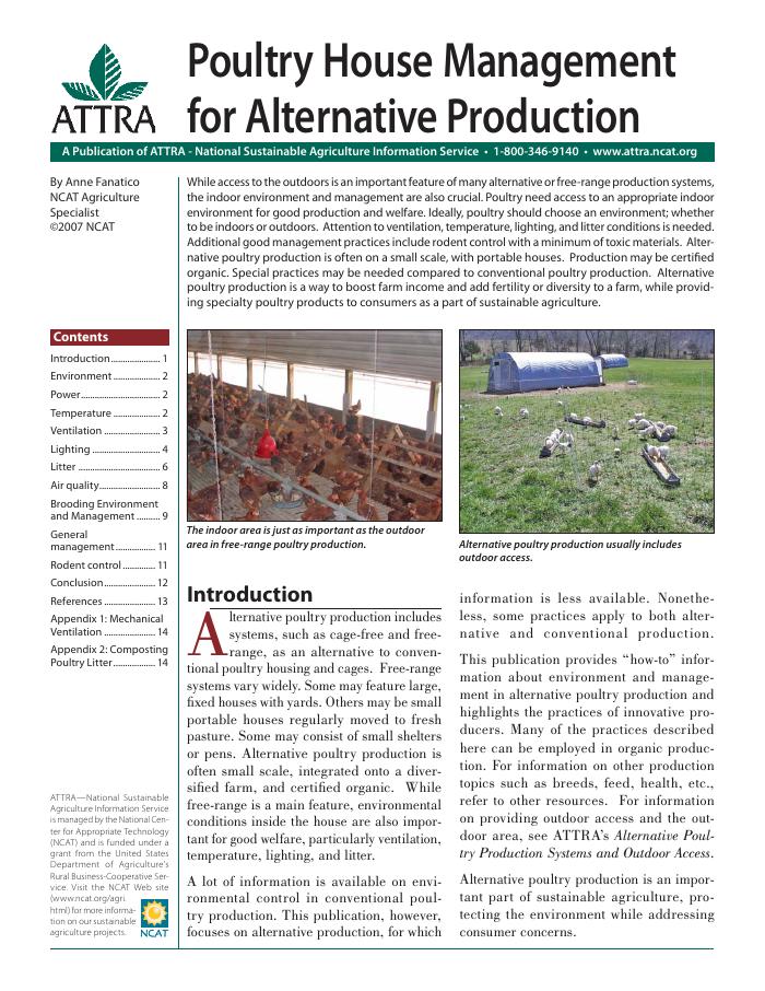 Poultry House Management for Alternative Production
