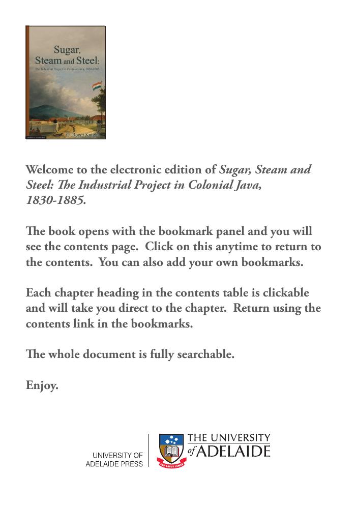 Sugar, Steam and Steel: The Industrial Project in Colonial Java,1830-18