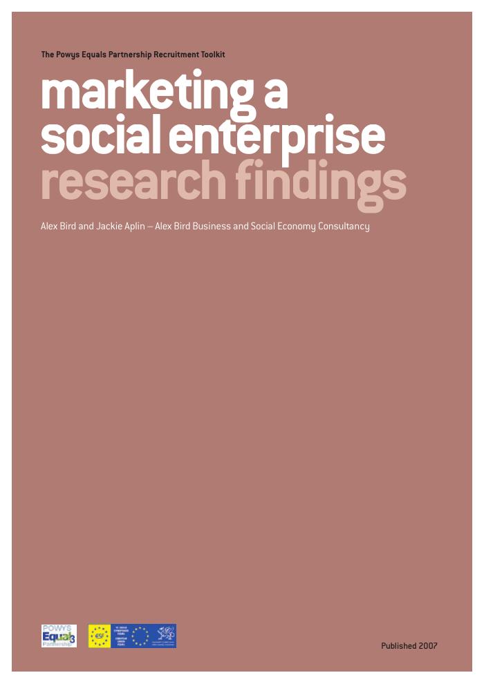 Marketing a social enterprise research findings