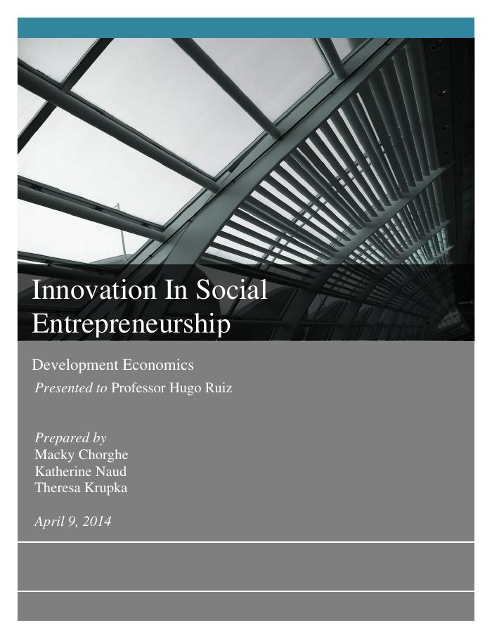 Innovation In Social Entrepreneurship