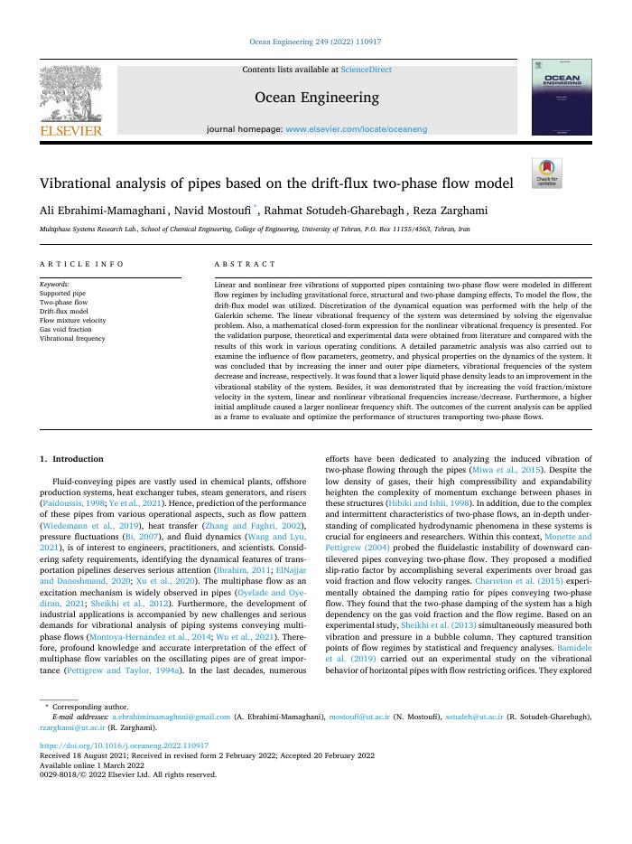 Vibrational analysis of pipes based on the drift-flux two-phase flow model