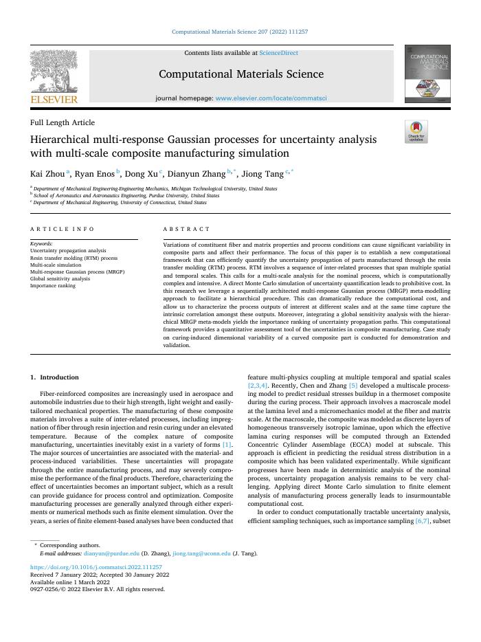 Hierarchical multi-response Gaussian processes for uncertainty analysis with multi-scale composite manufacturing simulation