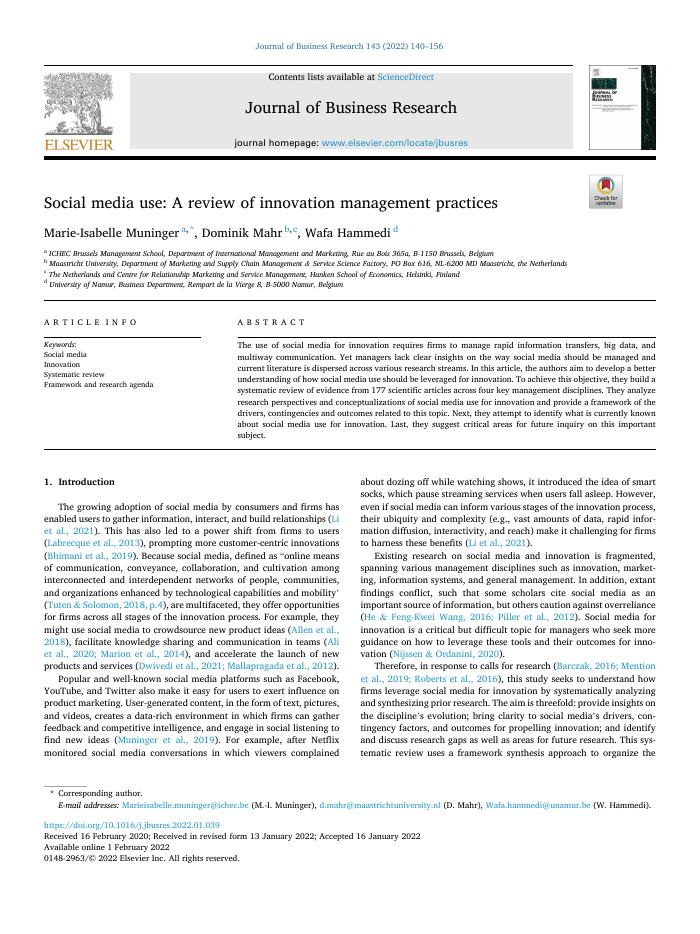 Social media use: A review of innovation management practices