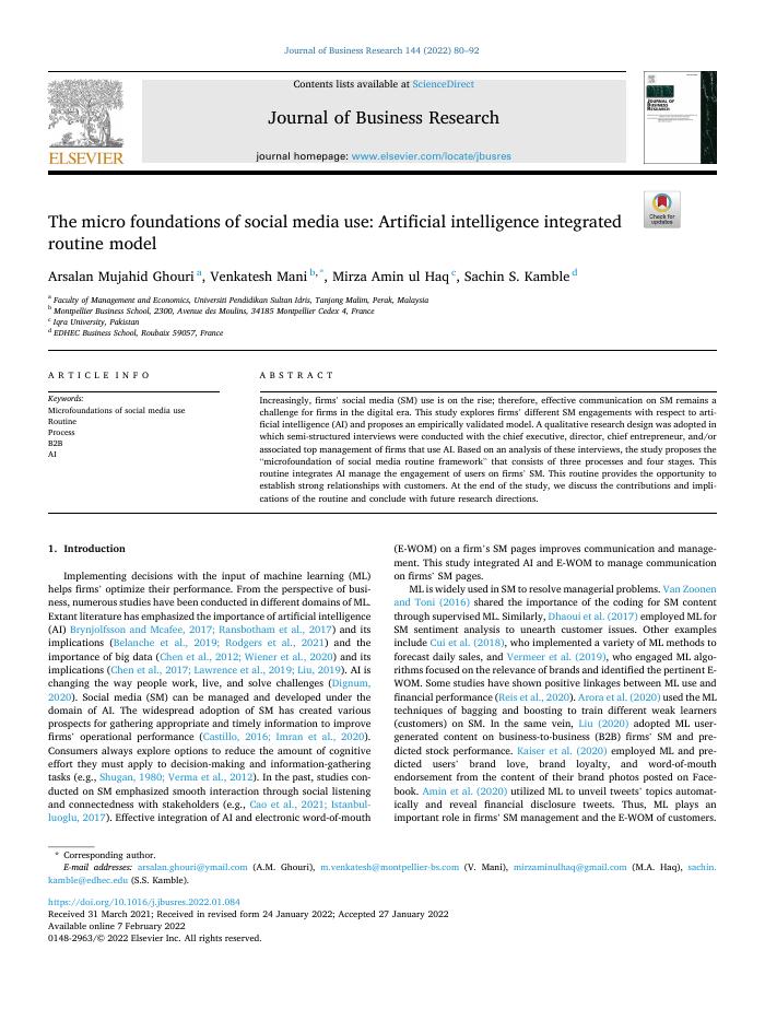 The micro foundations of social media use: Artificial intelligence integrated routine model