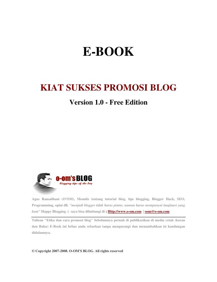 Kiat Sukses Promosi Blog