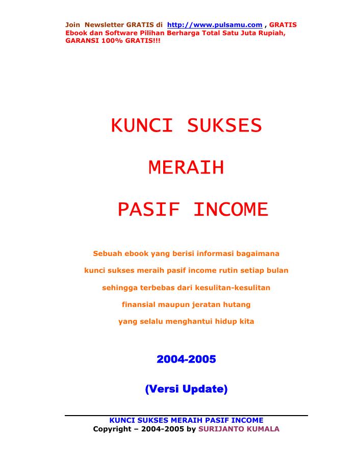 Kunci Sukses Meraih Passive Income
