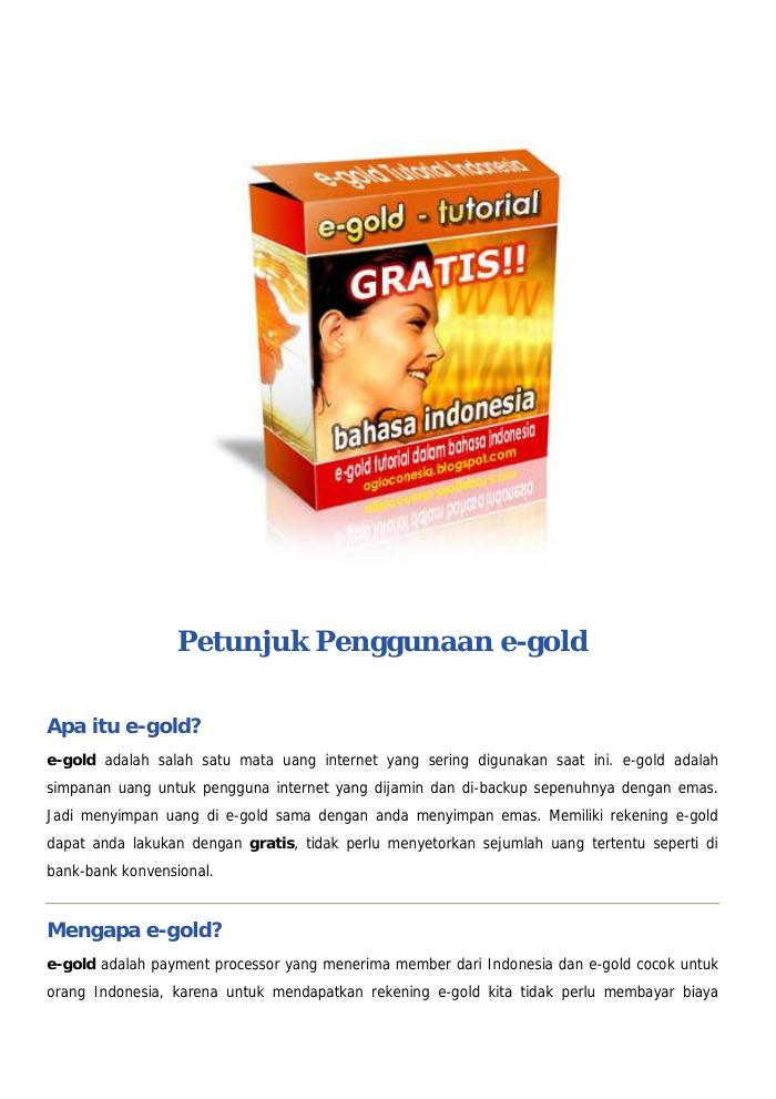 Petunjuk Penggunaan E-Gold