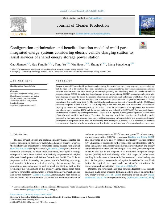 Configuration optimization and benefit allocation model of multi-park integrated energy systems considering electric vehicle charging station to assist services of shared energy storage power station
