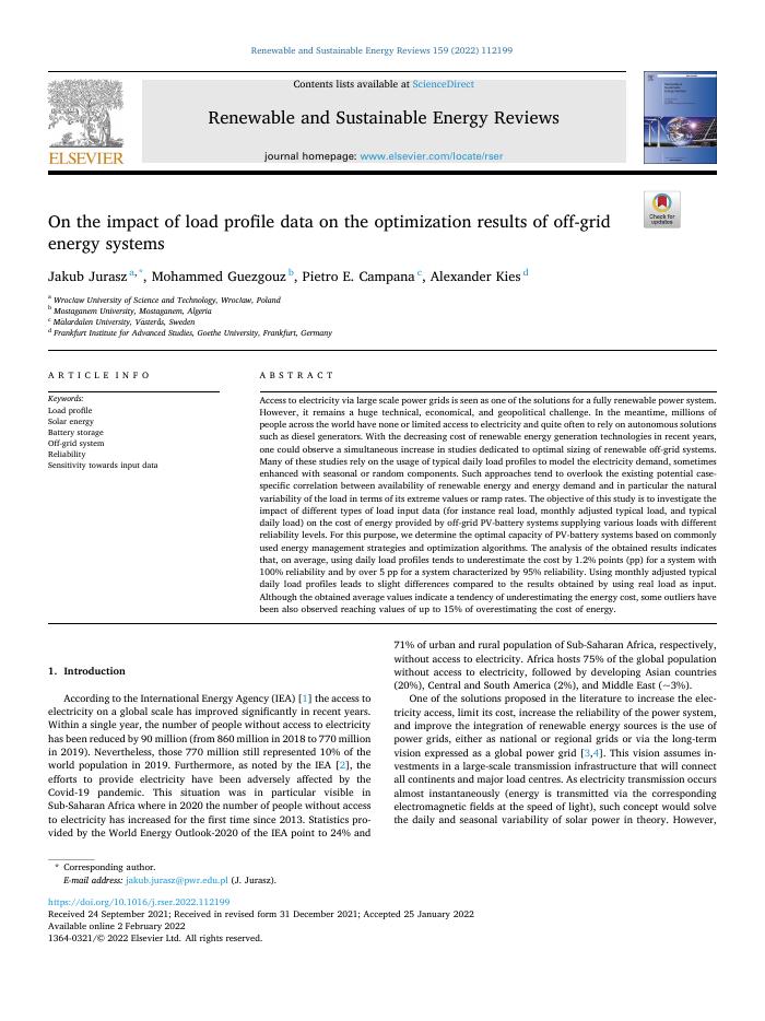 On the impact of load profile data on the optimization results of off-grid energy systems