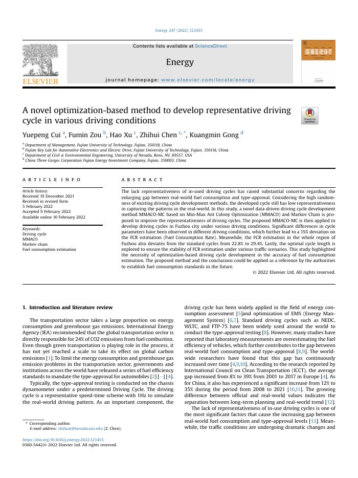 A novel optimization-based method to develop representative driving cycle in various driving conditions