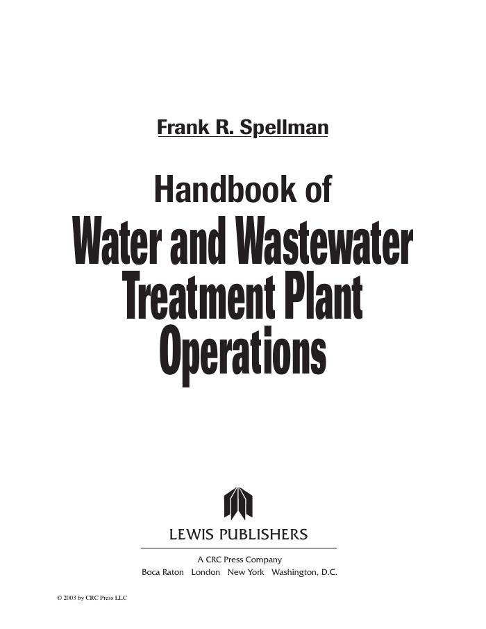 Handbook of Water and Wastewater Treatment Plant Operations