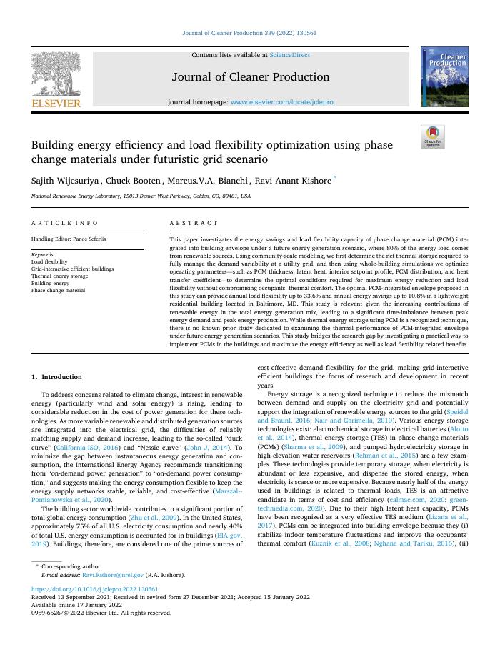 Building energy efficiency and load flexibility optimization using phase change materials under futuristic grid scenario