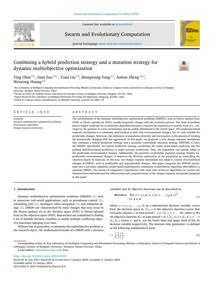 Combining a hybrid prediction strategy and a mutation strategy for dynamic multiobjective optimization