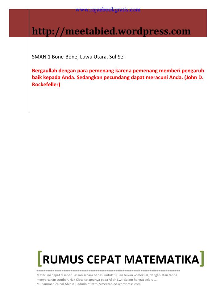 Kumpulan Rumus Cepat Matematika