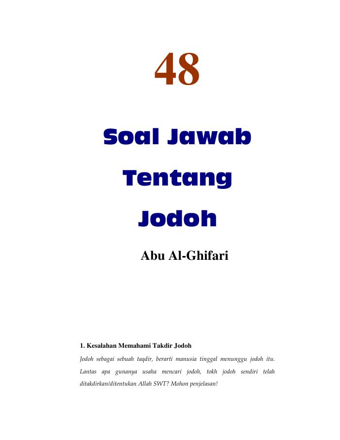 48 Tanya Jawab tentang Jodoh