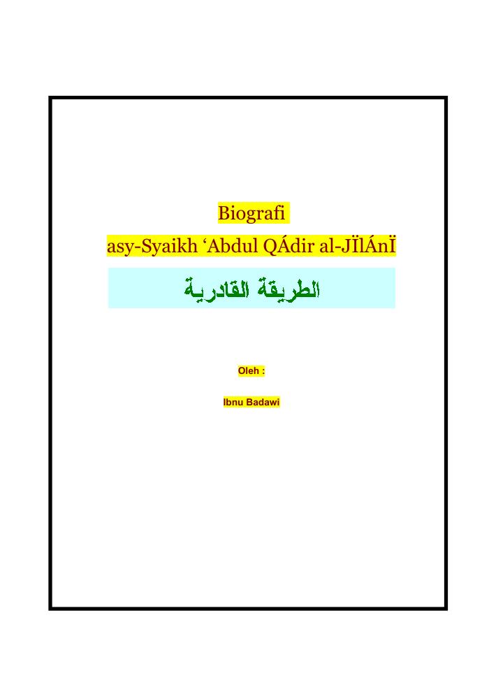 Biografi Abdul Qodir Al-Jailani