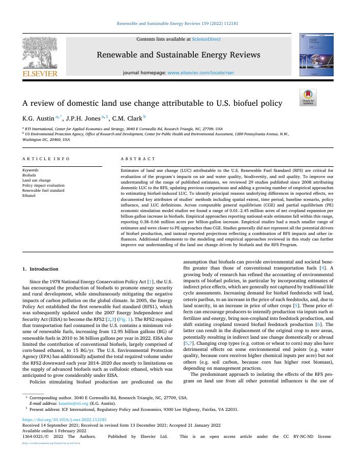 A review of domestic land use change attributable to U.S. biofuel policy