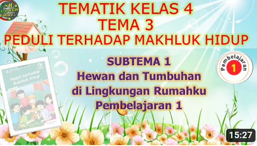 Kelas 4 Tematik : Tema 3 Subtema 1 Pembelajaran 1 (Peduli Terhadap Makhluk Hidup)