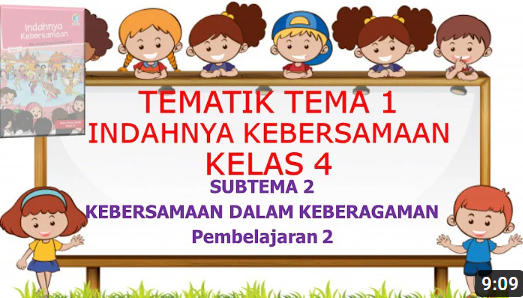 Kelas 4 Tematik : Tema 1 Indahnya Kebersamaan Subtema 2 Pembelajaran 2