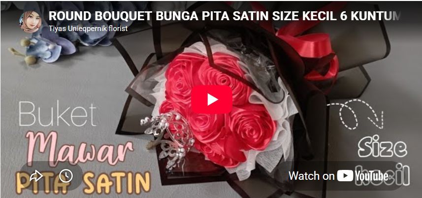 ROUND BOUQUET BUNGA PITA SATIN SIZE KECIL 6 KUNTUM BUNGA SIMPEL GEMBUL MUDAH