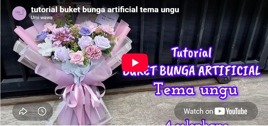 tutorial buket bunga artificial tema ungu