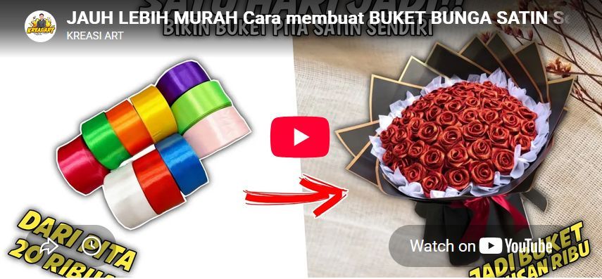 JAUH LEBIH MURAH Cara membuat BUKET BUNGA SATIN Sendiri PERTAMA BIKIN LANGSUNG BISA